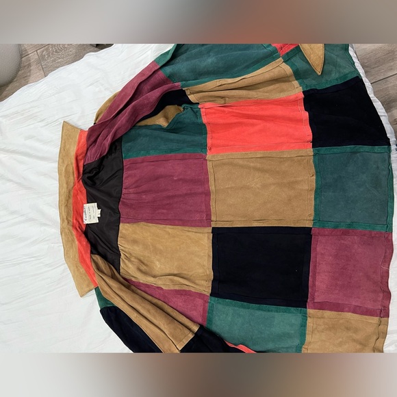 JUDITH ANN Creations 1980s Patchwork 100% Leather Tie Jacket - Picture 7 of 12